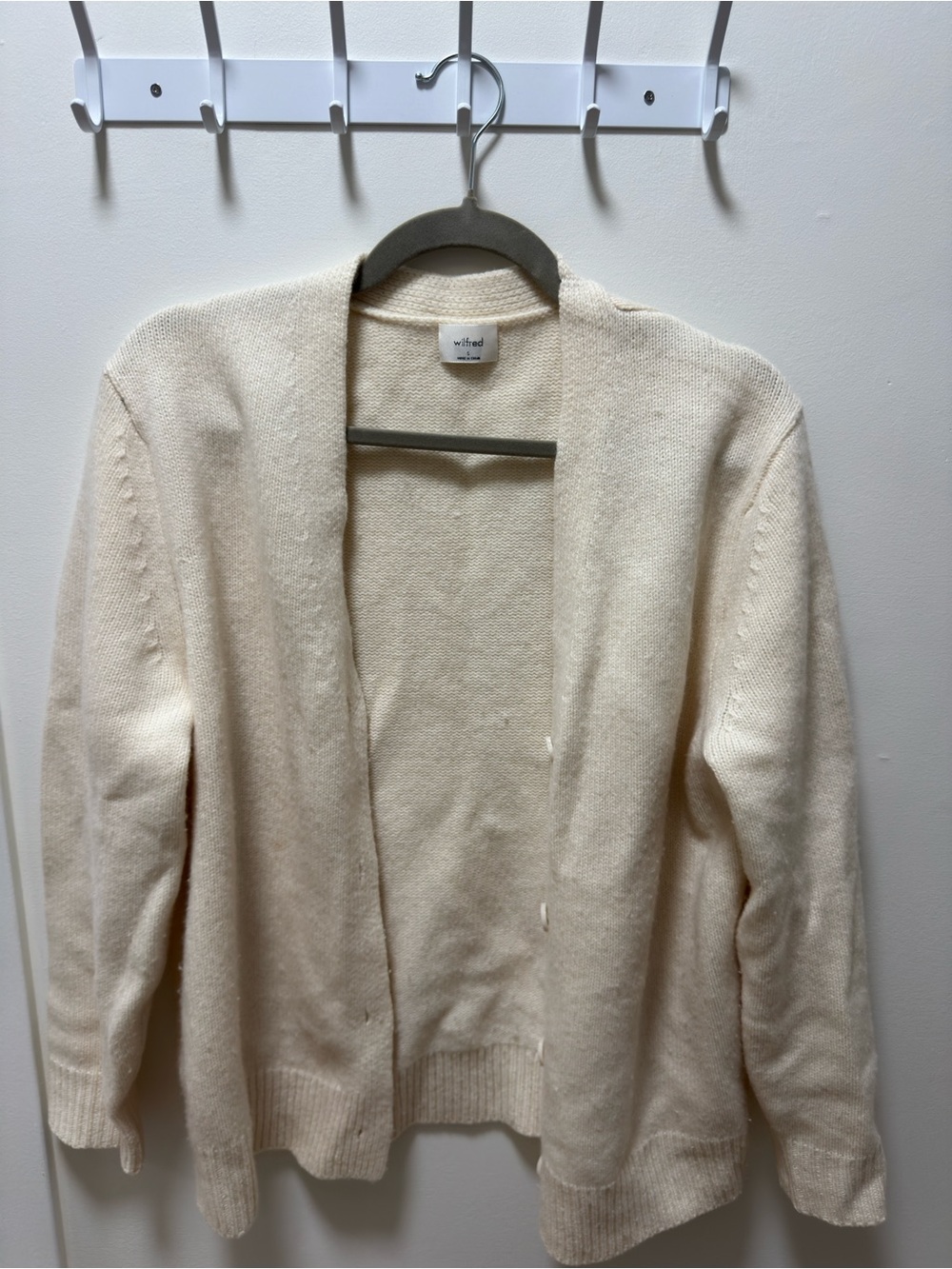 Wilfred Cream Open-Front Cardigan Sweater